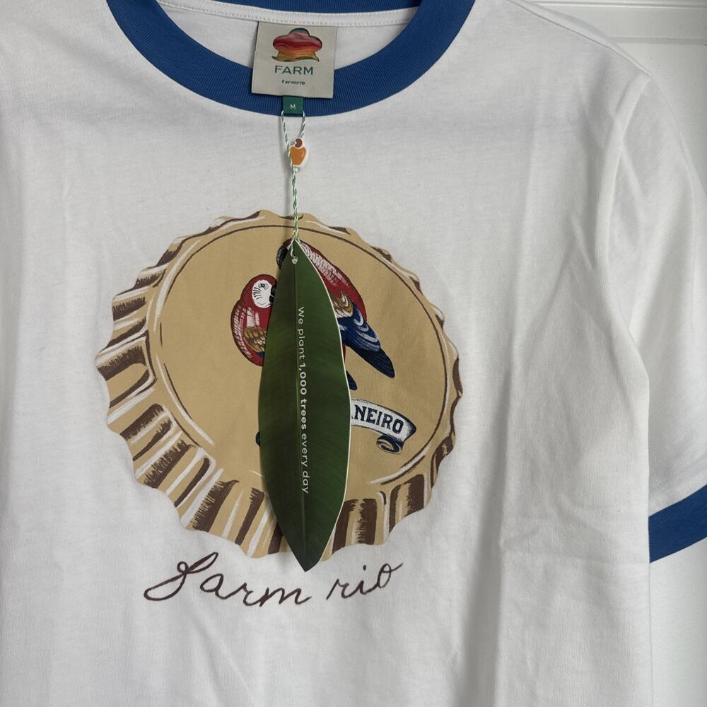 Farm Rio Off-White Beer Cap Baby T-Shirt Women’s Size Medium NWT - Picture 3 of 5